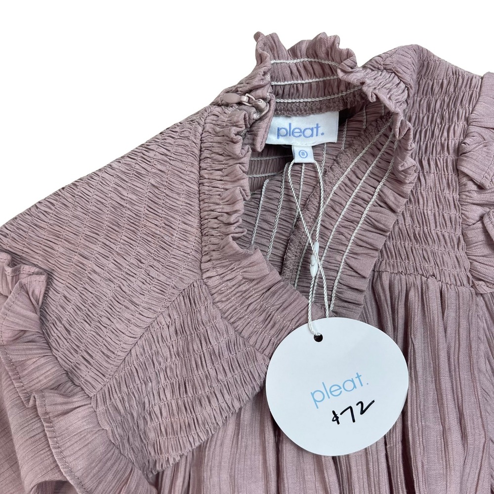Girls Smocked Neckline Ruffle Dress Long Sleeve Mauve Sz 8 Cottagecore Whimsical - Picture 6 of 9